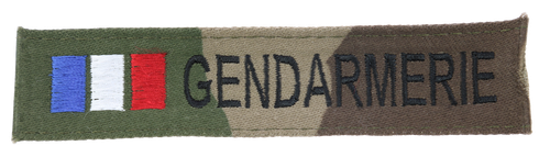 BANDE PATRO "GENDARMERIE" BRODE MACHINE NOIR S/VELCRO CAMO + DRAPEAU FR