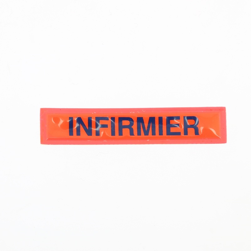 BANDE PATRO POMPIERS "INFIRMIER" FOND ORANGE FLUO, 10x2 CM