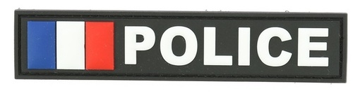 BANDE PATRO PVC "POLICE" FOND NOIR LETTRES BLANCHES DRAPEAU FRANCE