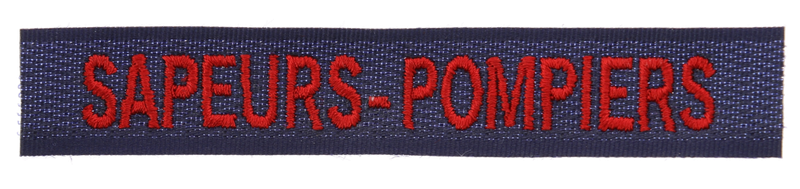 BANDE PATRO "SAPEURS-POMPIERS" BROD MACHINE MARINE FIL ROUGE 10 x 2 CM