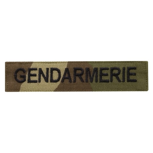 BANDE PATRONYMIQUE "GENDARMERIE" BRODE FIL NOIR SUR VELCRO CAMO