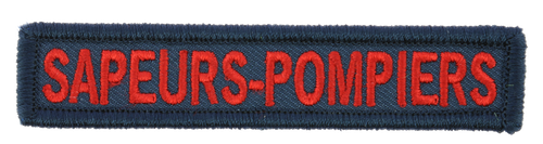 BANDE PATRONYMIQUE "SAPEURS-POMPIERS" ROUGE SUR DRAP BLEU BOURDON US