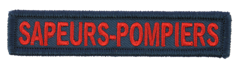 BANDE PATRONYMIQUE "SAPEURS-POMPIERS" ROUGE SUR DRAP BLEU BOURDON US