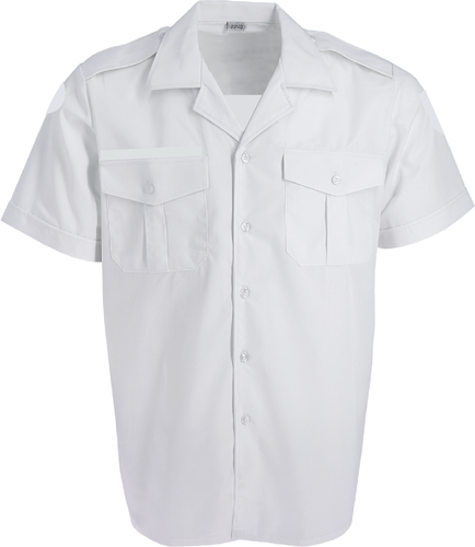 CHEMISE M.C. ADM BLANCHE COL PLASTRON PAT 2 PCH RAB PW MASCULINE