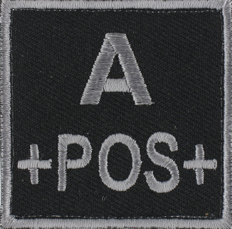 Ecusson groupe sanguin brodé 5X5