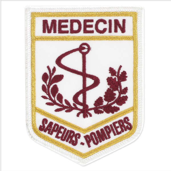 ECUSSON SOIE MEDECIN POMPIERS SUR VELCRO