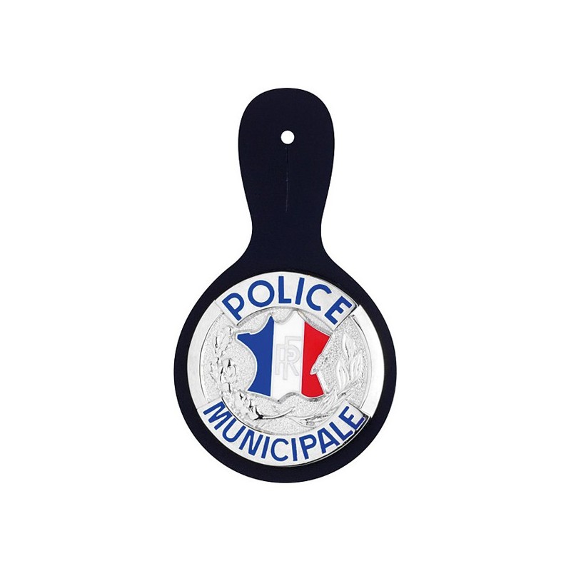 insigne metal police municipale rf s cuir pour poitrine ref 916 
