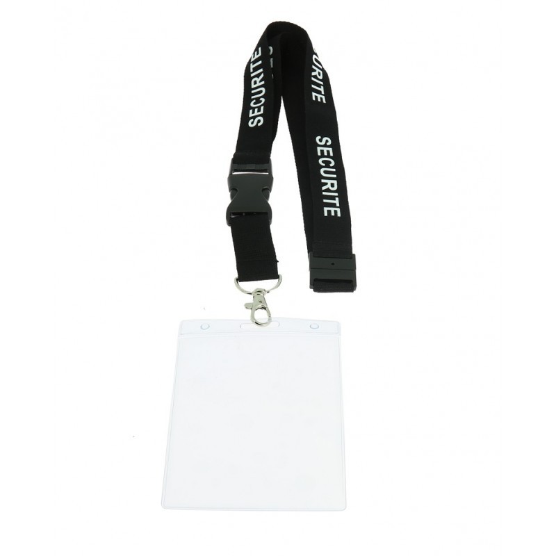 TOUR DE COU NOIR POUR CARTE PROFESSION. SECURITE BLANC